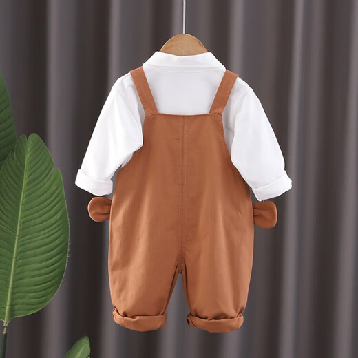 G.Duckkids Marke Children's Overalls Set Frühlings- und Herbstbabykleidung für Jungen und Mädchen, kleine und mittelgroße Kinder Frühling Zwei-teilige Set Brown 100