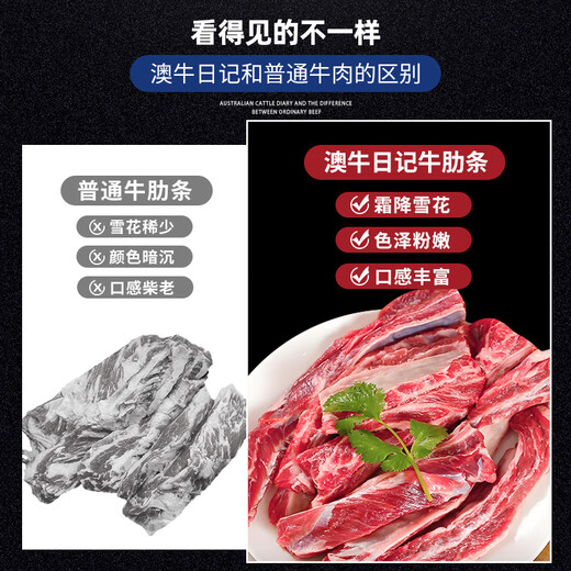 Australian Beef Diary Grain-fed Long Ribs Net weight 2Jin Jin is equal to 0.5kg Raw cut (long) beef ribs bone-in beef barbecue ingredients