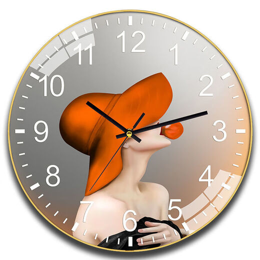 Watches, wall clocks, home internet celebrity living room watches, new style wall-mounted clocks, fashionable, high-value, hole-free quartz clocks, 6628 bubble gum girl, 14-inch (35 cm) curved glass