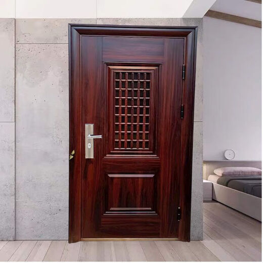Qinkai door middle door anti-theft door outdoor ventilation door entry door breathable anti-theft door outer left red installation not included 1970*860 free expansion screws when placing an order