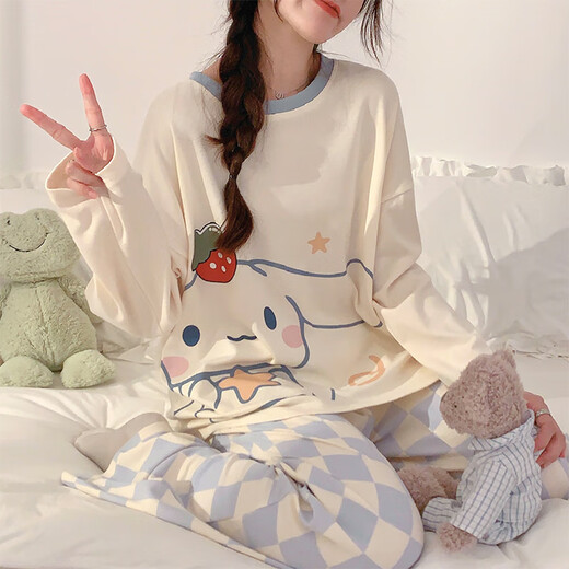 
Yalu pajamas women 2025 new cute Yuguigou spring and autumn long sleeve plaid trousers internet celebrity style home clothing set 15568 women M women (suggested weight 80100 Jin [Jin equals 0.5 kg])