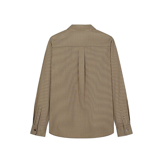 Teenie Weenie Bear Women's Shirt 2025 Winter New Simple Daily Slim Striped Shirt Khaki M