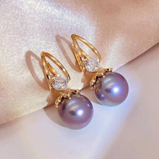 Copper alloy imitation pearl earrings, elegant purple pearl earrings, autumn and winter new style, light luxury, simple and exquisite earrings, 1 pair of classic white pearl earrings, light luxury quality