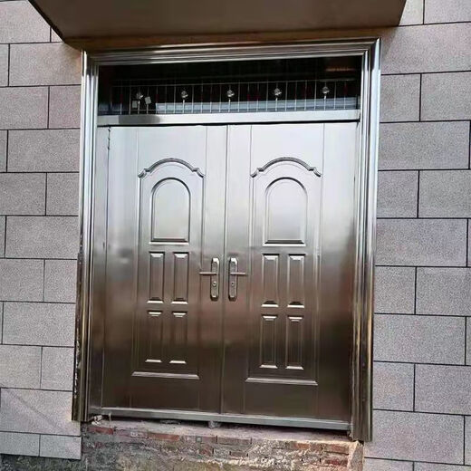 勤凯304不锈钢双开门入户门农村自建房双扇门防盗门大门进户门对开门 亮光玫瑰金 更多尺寸和款式定制请联系客服