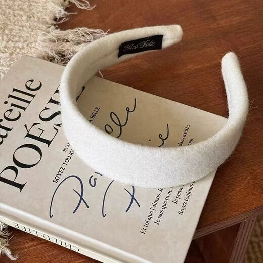 Haiyiduo autumn and winter solid color woolen wide-brimmed headband for women to go out and versatile headwear simple and fashionable high skull pressure headband hair accessories woolen solid color headband gray