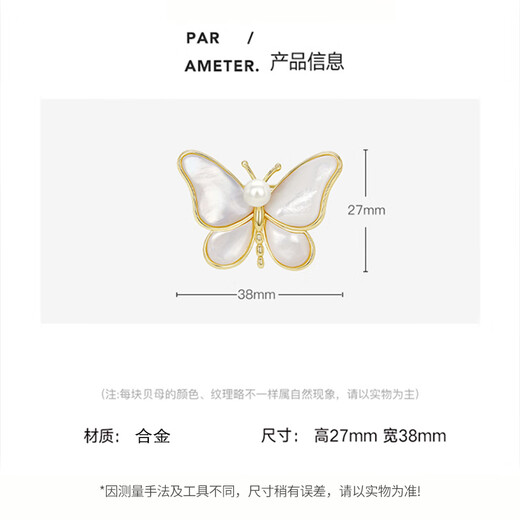 Bai Qixin butterfly brooch female niche design insect tassel literary spring and summer birthday gift simple and versatile accessories brooch white butterfly