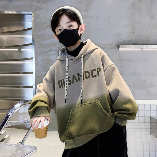 
Boys handsome street-fried gradient color hooded sweatshirt mid-large children autumn 2025 new children's fashionable hoodie jacket NN-A1049 [camel] 140cm
