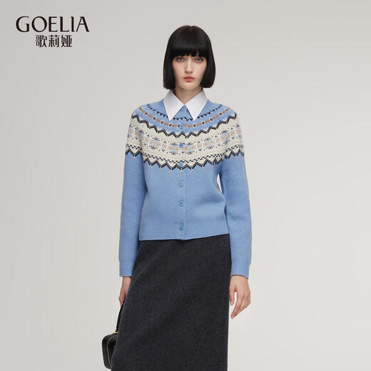 Gloria new winter product Fair Isle woolen cardigan 1ENC6J1H0 21J blues jacquard XXS