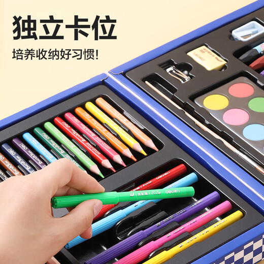 得力（deli）儿童美术绘画套装46件水彩笔画笔生日礼盒绘画涂鸦儿童女孩玩具礼物生日女孩玩具礼物