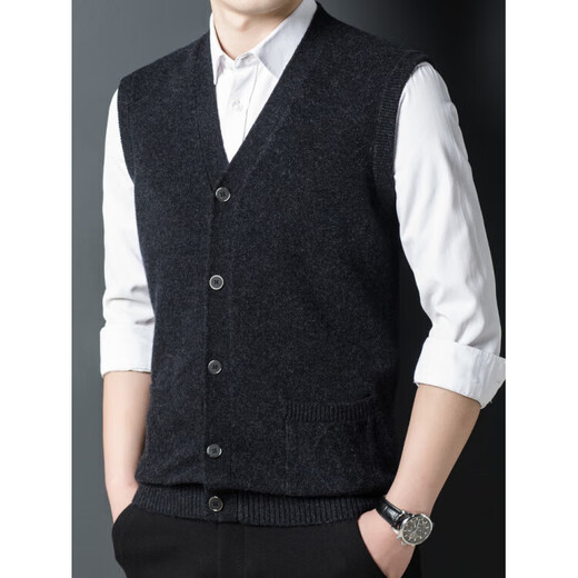 KING DEER Ordos cashmere sweater men's vest winter new sweetheart V-neck buttoned vest cardigan jacket bright rice camel 3XL 125 recommended weight 175-190Jin Jin is equal to 0.5 kg