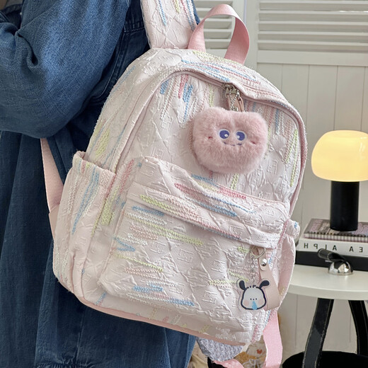 木丁丁日系ins风百搭旅游双肩包小型女 大学生轻便妈咪包迷你背包小书包 可爱双肩包【粉色小号不带挂件】