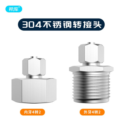 纪俪田定制净水器304不锈钢快插4转2分PE管外牙内丝直通自来水过滤1048 304不锈钢内牙4转2