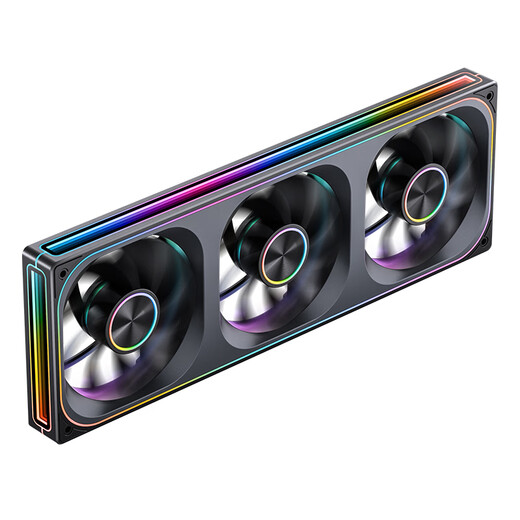 JONSBO ZA-360BR ARGB version black reverse blade 12CM*3 chassis fan (four-sided integrated multilayer mirror light effect/3 conjoined/aluminum nameplate/PWM male and female heads)