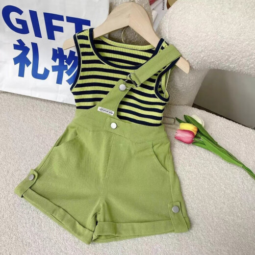 Luozhoudu Baby Girls Overalls Cute Suit Children's Summer Thin Inflatable Vest Children's Loose Two-piece Suit (Contact customer service after placing the order to match as you like) 100