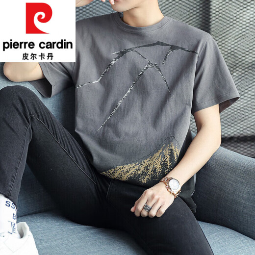 
Pier Cardin ice silk short-sleeved T-shirt men's summer new half-sleeved base shirt men's youth loose casual T-shirt top men's clothing 829 khaki M