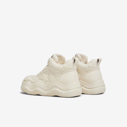 Beste 2025 Frühling Neue modische Sport-High-Top-Schuhe plus Fleece warme Frauen lässige Schuhe x1591ad5 Beige 36