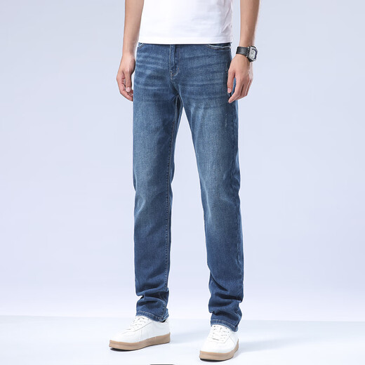 Bosch Fort Flying Fish Jeans Summer Washed Blue Zipper Men's Men's Casual Straight-Emballed All-Match Pants 15780 BLUE 15780 31