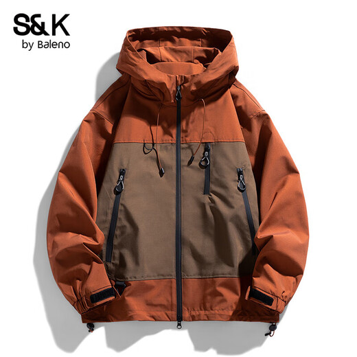Baleno S&K Casual Jacket Men's 2025 New Autumn and Winter Velvet Hooded Jacket Men's Mountaineering Wear Outdoor Mountaineering Top Burgundy Regular L