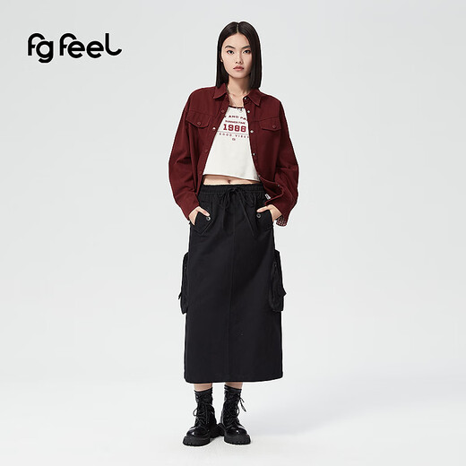 Pupufeng 2025 winter new women's dynamic and handsome shirt two-piece set (including suspenders) QD1C23278L Red S