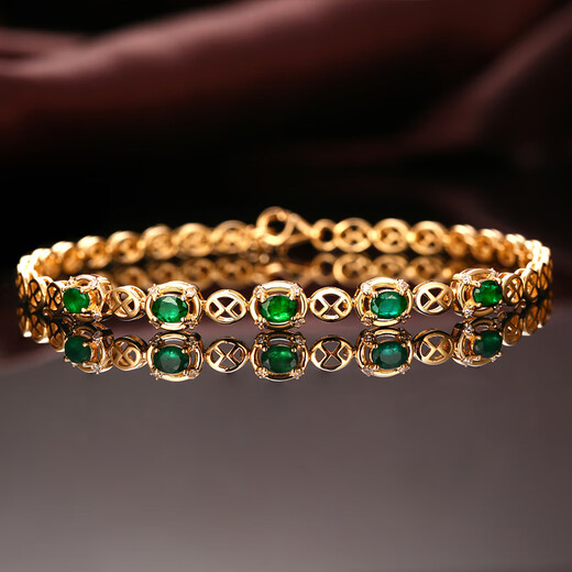 COASZE 0.82 carat emerald gemstone bracelet 18K gold diamond inlaid colorful treasure for women emerald gemstone bracelet