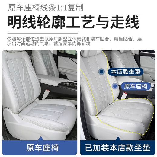 24款别克插混GL8陆尊PHEV坐垫四季通用透气座垫座椅套内饰改装件 前排+中排+三排全车12件 七座3899/4199原车白
