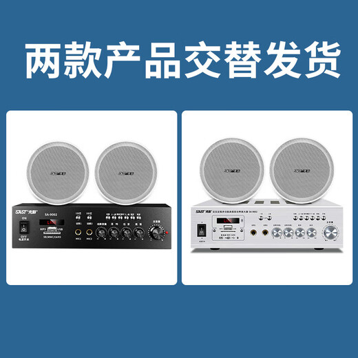 先科（SAST）SA-9002 吸顶音响套装定压功放机公共广播系统吊顶家用客厅会议背景喇叭组合音箱 一拖二