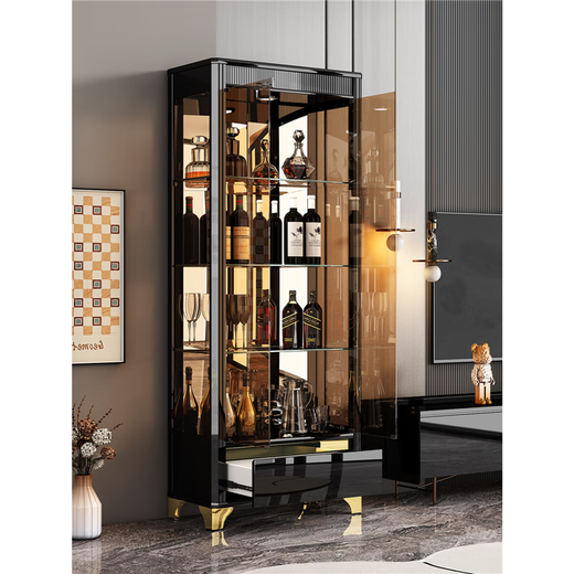 Zhen yiju moderno simple gabinete de vinos de vinos de vidrio pequeño gabinete de pintura contra el gabinete de almacenamiento de la sala de estar de la pared Gabinete vertical de lujo 1098#1.4 metros de largo