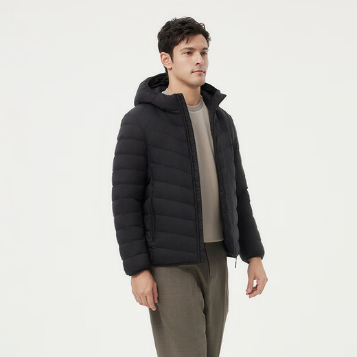 Tambor Down Jacket Spring Warm Versatile Commuting Versatile Men's Lightweight Hooded Jacket TF246209 Black 180