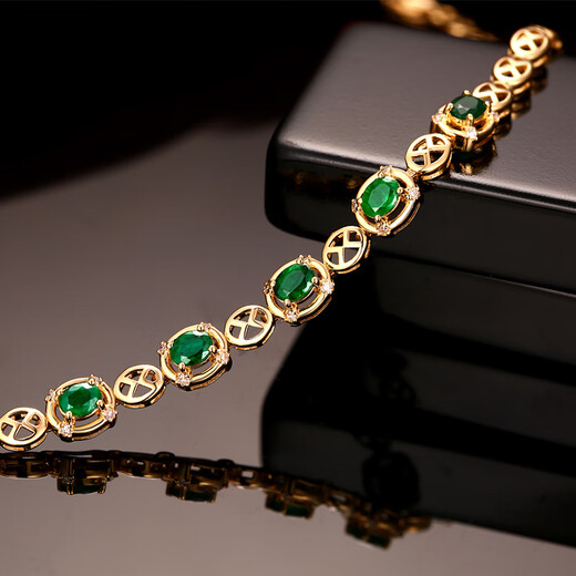 COASZE 0.82 carat emerald gemstone bracelet 18K gold diamond inlaid colorful treasure for women emerald gemstone bracelet