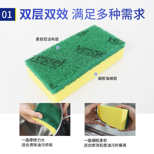 YiZhiChoice large kitchen dishwashing rag, pot scrubber sponge, decontamination emery cleaning cloth, large dishwashing sponge 8 pieces