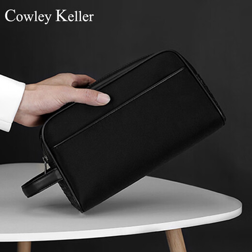 Cowley Keller Wallet Herrengeschäftskupplung Tasche große Kapazität gewebte Handtasche Casual Fashion Doppel Reißverschluss Handtasche Herren Handy -Tasche Schwarz 27*10*15 cm