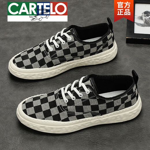 
CARTELO canvas shoes men's board shoes breathable lazy shoes men's shoes spring trendy shoes beans shoes casual cloth shoes loafers 9227 meters gray 42
