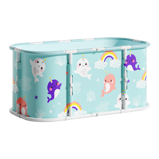 Benmai Schwimmeimer Baby Haus faltbares Baby Schwimmbad Kinder Bad Eimer Bad Bad Bad Eimer Kleinkind Kleinkind [Blau + Schwimmhals Ring] Länge 110 cm (mit Geschenkpackung)