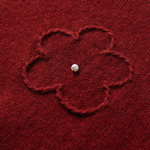 Xiangying wool + rabbit fur super nice red sweater for women 2025 winter new jacquard crew neck sweater red S 155/80A/85-95Jin Jin equals 0.5 kg