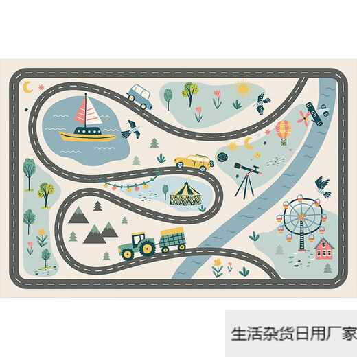 Carpet, living room, parking lot, children's reading area, room layout, early childhood education center, climbing mat, bedroom study room floor mat, crystal velvet - town track 80cm*120cm