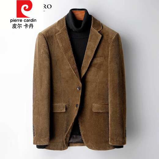 Pierre Cardin autumn and winter patch elbow suit top single piece men's slim trendy retro corduroy casual small suit jacket 8688 style 170/46 suitable for 95-120Jin Jin is equal to about 0.5 kg