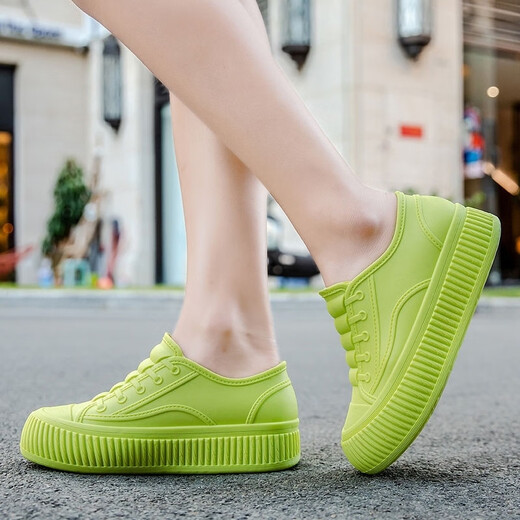 淇丝蔓时尚雨鞋女士低帮内增高防水鞋浅口耐磨厚底短筒防滑雨靴厨房胶鞋 粉色单鞋【标准码】无棉 36