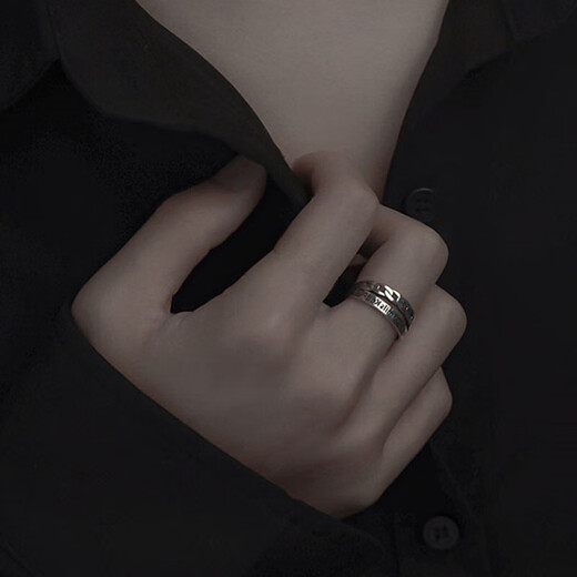 Ostantin S925 silver ring for men, trendy and fashionable, smiling face, adjustable, Valentine's Day birthday gift for boyfriend, girlfriend and husband, silver bliss ring - single Jingsuda