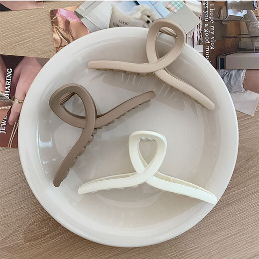 SAHANE Zuoyu 11CM Frosted Shark Clip Hair Clip Internet Celebrity Temperament Hair Clip Hair Clip Women's Back Hair Clip Frosted Khaki 11CM