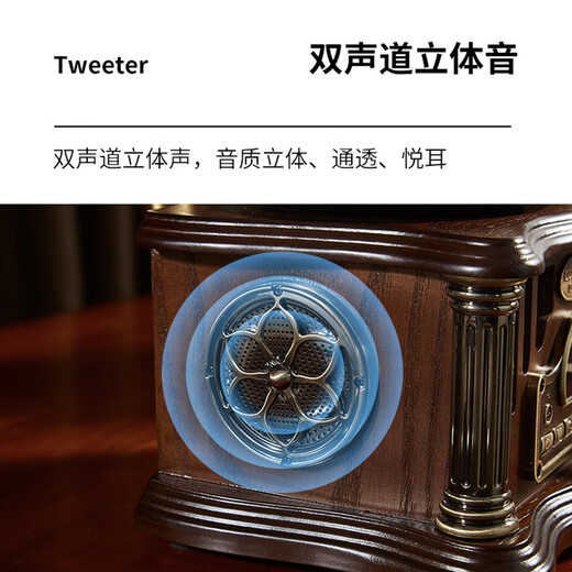 Otieno Antique Vinyl Phonograph Decoration Mini Charging Bluetooth Speaker Retro Birthday Gift Home Ornament Brown Plug-in Rechargeable Free Music USB Disk