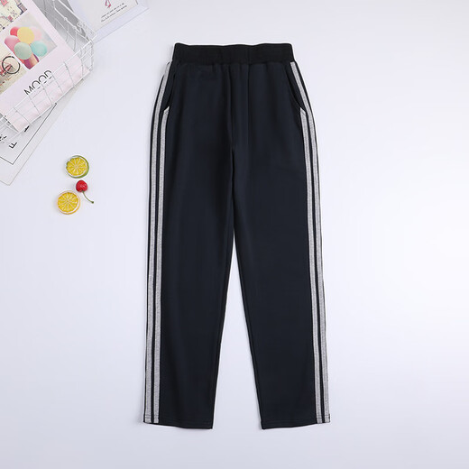 Buenpu School uniform pants for primary and secondary school students in spring and autumn children's dark gray baseball uniform pants for girls and boys gray navy blue school pants gray straight 677B 170 cm