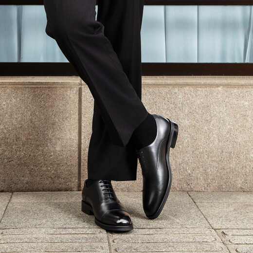 Desai three-joint handmade casual men's shoes business formal leather shoes men's Oxford heightening British wedding shoes black 42