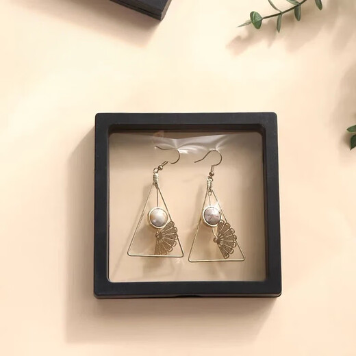 PE suspension box antioxidant jewelry box jewelry earrings necklace storage box bracelet earrings jewelry display box PE film jewelry box 10 pieces black 9*9cm