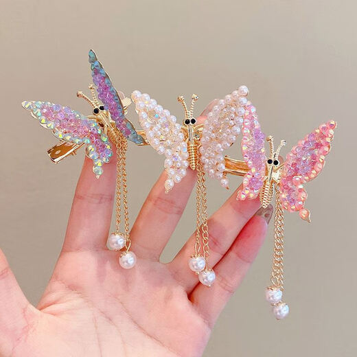 2025 NUEVA MUNTA MANDERÍA CUBE DE MANDERÍA Rhinestone Rhinestone tridimensional Cabezal de las chicas de la cabeza Central de las niñas Accesorios para el cabello de mariposa púrpura