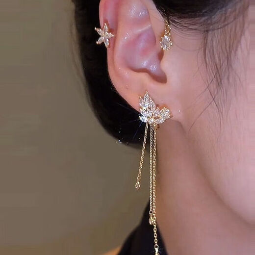 First idea of Moon Splashing Galaxy long draping style without piercing women's earrings light luxury high-end niche earrings for round faces SN a pair of ear bone clips