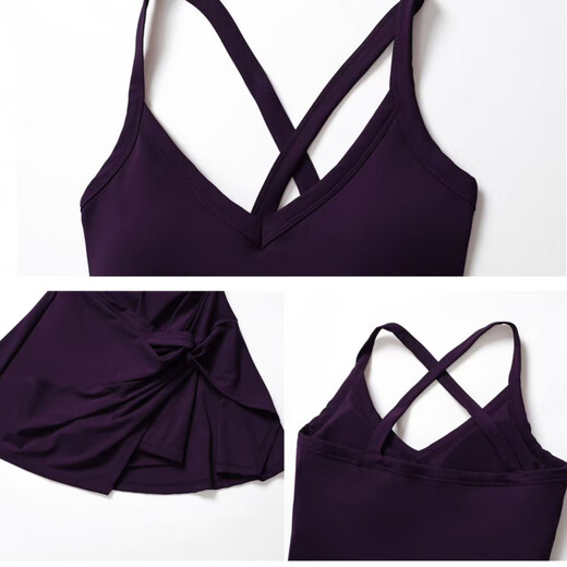 European and American sexy anti-exposure yoga jumpsuit with chest pads, tight-fitting sports fitness twist jumpsuit, quick-drying coffee color (with chest pads) S