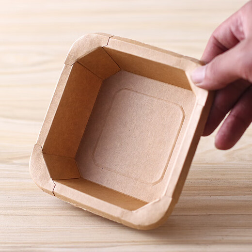 Disposable kraft paper lunch box takeaway fruit cutting box fruit packaging box dessert light salad octagonal bento paper bowl 500ml kraft paper octagonal box with lid 10 sets