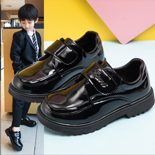 Xin Yueqing children's shoes boys' single leather shoes spring and autumn new British style black soft sole performance shoes for middle-aged and older children and primary school students A-315 upgraded version black 37 inner length 23 cm