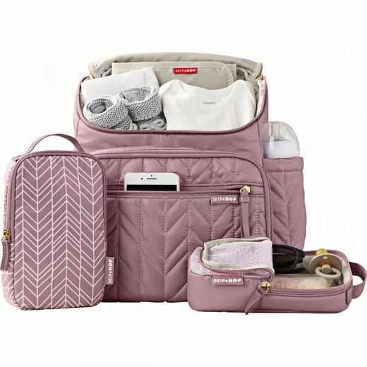 SKIP HOP (SKIPHOP)SKIP HOP Mommy Bag Large Capacity Multi-function Mommy Bag Handheld Mommy Bag Backpack Fashionable Backpack Purple Mist Color (New Style)