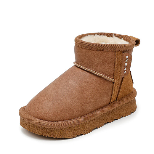 Pull back children's snow boots new winter girls' shoes plus velvet to keep warm boys' cotton shoes WBNJS2584 camel 37